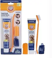 Arm & Hammer Dog Dental Care Tartar Control Kit for Dogs | Contains Toothpaste, Toothbrush & Fingerbrush | Reduces Plaque & Tartar Buildup, 3-Piece Kit, Banana Mint Flavor