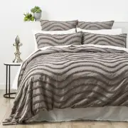 Cloud Linen Wave Cotton Tufted Quilt cover Set Grey