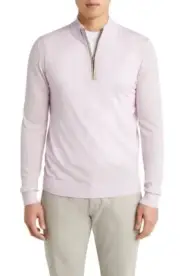 NWT JOHNNIE-O $198 BARON LIGHTWEIGHT WOOL BLEND 1/4 ZIP PULLOVER BAHAMA MAMA XL