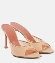 [Amina Muaddi] Amina Muaddi Alexa 95 leather-trimmed mesh mules AU 9 beige