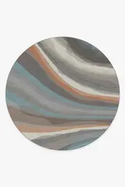 245' Round | Machine Washable Runner Rug | Kid & Pet Friendly | Indoor Rug | Watercolour Waves Sandstone Rug | Ruggable