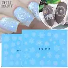 Foil Set Manicure Nail Stickers White Snowflakes Christmas Design Black White