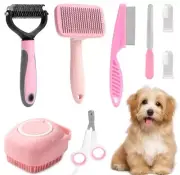 8 piece dog brush grooming set, W/ pet nail clippers and files, flea comb & ETC!