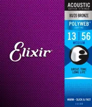 Elixir 11100 Polyweb 80/20 Bronze Acoustic Guitar Strings Medium 13-56