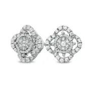 0.25 CT. T.W. Composite Diamond Clover Stud Earrings in 10K White Gold