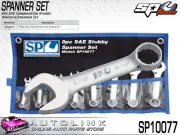 SP TOOLS 8 PCE SAE COMBINATION STUBBY SPANNER SET WITH CASE SP10077