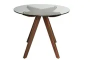 SK Designer Living | Amber Collection | Round Glass Dining Table | Walnut | 90cm