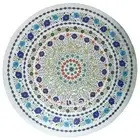 Office Meeting Table Top Inlaid with Floral Pattern White Marble Dining Table