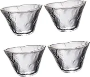 NOLITOY 4pcs Japanese Sake Drinking Set Heat-Resistant Tea Cup Set Gold Rim Glass Cups