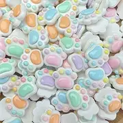 100pcs Slime Charms Resin Fake Candy Cake Mushroom Charms Kawaii Cute Set Mixed Assorted Sweets Flatback Slime Beads Making Supplies for DIY Craft Making and Ornament Scrapbooking (Cat Paw)