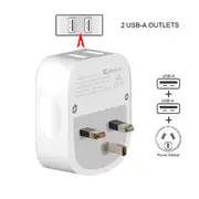 Sansai STV-3011 Outbound USB-A Travel AdaptorUK & Hong Kong White
