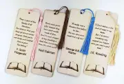 Wooden Bookmarks Engraved Reading Themed Quotes Rowling Gaiman Martin Fitzgerald