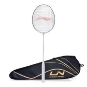 Li-Ning Wind Lite 900 II Carbon Fibre Badminton Strung Racket with Full Cover - For Intermediate - Dynamic Optimum Frame - Heavy Head - Maximum String Tension- 28lbs - Size: 79gm - White-Black