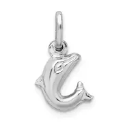 Sterling Silver Rhodium Plated Polished Jumping Dolphin Charm