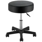 Round Rolling Stool, Rolling Stool with Wheels PU Leather Height Adjustable, Swivel Stools Chair for Office, Tatoo, Medical, Bar, Massage, Salon,