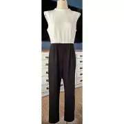 NWT New $180 Anthropologie Hutch Black & White Colorblocked Jumpsuit Size 12