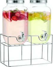 Double Soda Glass Beverage Dispenser with Stainless Steel Stand 3.5L Each