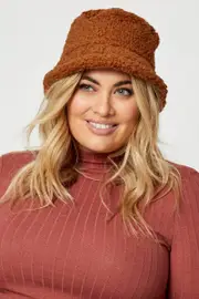 Brown Plus Teddy Borg Bucket Hat