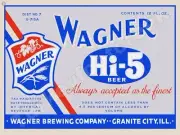 Wagner Hi-5 Beer Label 18" x 24" Metal Sign