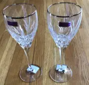 Waterford Caprice Platinum White Wine Glass Set Of 2 New With Tags 108976
