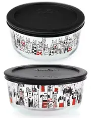 Pyrex CITY CATS or DOGS 4 Cup Storage Bowl Dressed Suit Tie KITTY PUPPY Hearts
