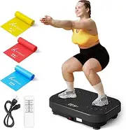 Vibration Plate Exercise Machine with Resistance Bands for Working Out,Softgym Vibration Plate for Lymphatic Drainage Whole Body Vibration Platform, Waver Vibration Plate for Weight Loss 400 Lbs