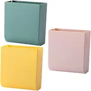 [LIGIGWASH] 3Pcs Wall Mounted Storage Box Punch Organizers for Remote Controls Phones Durable Material Easy to Install for Home Office Bedroom Storage