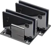 Glass Door Hinge Clamp,2 Pack 304 Stainless Steel Glass Door Hinges, Black Titanium90° Single Edge Bathroom Glass Clamp, 8-12mm Frameless Shower Door Hinges