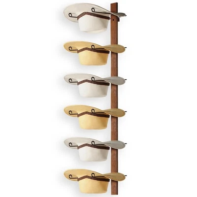 Cowboy Hat Rack, 6 Pieces Hat Rack for Cowboy Hats with Wooden Board, Metal C...