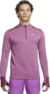 [Nike] Therma-FIT Repel Element Men's 1/4-Zip Running Top, Rosewood/Rose Fuchsia/Heather, L Regular US