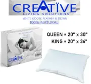 Creative Bed Pillows 100% Natural Goose Feather and Down 100% Cotton Case