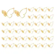 50 Pcs Alloy Butterfly Charm Open Back Bezel Frame, Light Gold, 1.54" x 1.5"