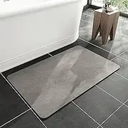 Bathroom Bath Mat,Non Slip Thin Bathroom Floor Mat for Under DoorEasy CleanWashableKitchen,SinkShowerMatCarpetRubber Non Slip Quick Drying Super Absorbent Thin Bathroom Rug Gray 15.7x23.6 Inch (2PCS)