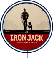 LARGE Iron Jack Larger Beer Bar Garage Wall Light Sign White Neon