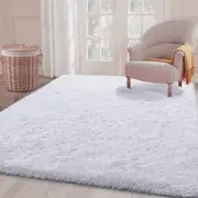 Fluffy Shaggy Rugs for Living Room, Bedroom, and Kids Room - Soft Plush Fur Carpet (White, 120x170cm)