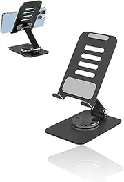 Rotating Phone Stand Holder for Desk, Adjustable 360° Tablet Stand, Secure Thick Phone Case Dock (Black)