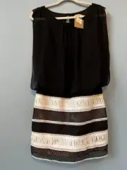 Aidan Mattox Mixed Media Sleevless Mini Dress with Blouson Top Size 4