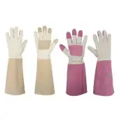 2 Pairs: Rose Pruning Gloves for Men & Women, Beige (XL),Pink (M) Long Thorn Pro