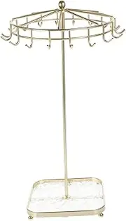 LABRIMP Versatile Necklace Holder Stand Acrylic Jewelry Rack 18 Hooks Rotatable Display Stand Necklace Organizer for Earrings Rings Bracelets