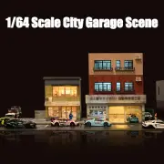 Diorama 1/64 Car Garage Model LED Lighting City Street Store Scene Display Model