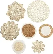 7 Pack Boho Wall Basket Decor, Hanging Handmade Woven Wall Basket Decor, Rustic Rattan Wicker Wall Baskets Round Wall Art, Odorless Wall Baskets for Living Rooms Bedrooms Kitchen Decorations