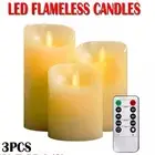 3X Flameless LED Timer Candle WarmWhite Moving Dancing Wick Battery Operated AU