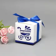 Royal Blue Pram Baby Shower Gift Boxes 10pk