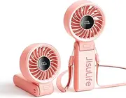 [JISULIFE] Handheld Fan Life7 – Ultimate Flexibility: High-Power Motor, LED Display, 5000mAh Rechargeable, 5-Speed, Foldable Design, 3-IN-1 Portable Hand/Desk/Neck Fan for Travel, Women (Pink)