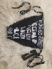 NWT DOLCE & GABBANA Black And White String Side Tie Bikini Bottom Size Medium