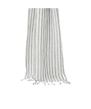 Brunello Cucinelli Sparkling Striped Fringed Scarf One size White
