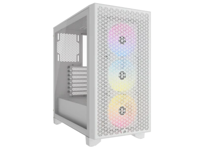 CORSAIR 3000D RGB AIRFLOW Mid-Tower Computer ATX PC Case - White 3xRGB Fans