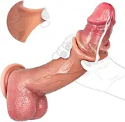 Movable Foreskin Dildos,10.5 Inch Huge Thick Dildo Sex Toys for Women, Double Silicone Dildo with Powerful Suction Cup,Adult Sex Toys
