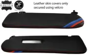 RED STITCH TRI STRIPE 2X SUN VISORS LEATHER COVERS FOR BMW E30 81-92 SEDAN (for: BMW)