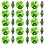 K9 Crystal Octagon Beads 2 Holes 100 Pack 14mm Chandelier Prisms, Green